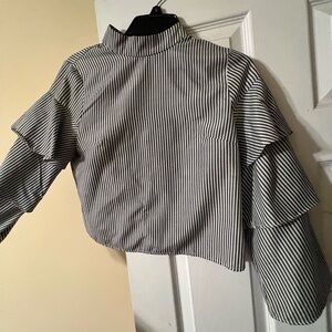 Striped Black and White Women's Blouse